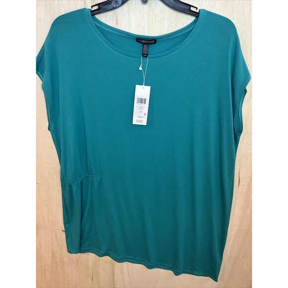 NEW $118 Eileen Fisher Viscose Jersey Jewel Neck Top Shirt Blouse Size Large NWT - Picture 1 of 12